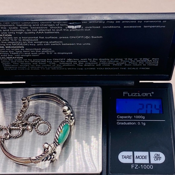 EUC Vintage 925 Sterling Silver Green Turquoise Toggle Bracelet - Picture 15 of 15